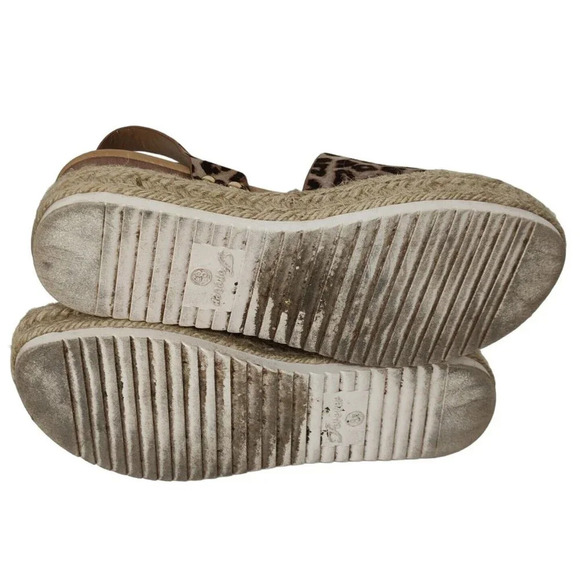 Forever Leopard Animal Print Sandals Espadrille Women Size 8.5 Ankle Strap Brown - Picture 6 of 7